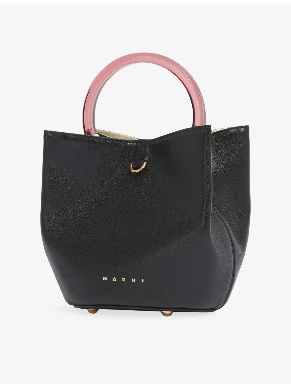 Marni designer leather bucket bag with gold hardware - British product