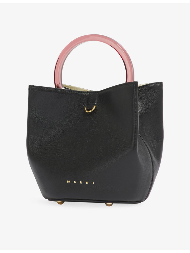 Marni designer leather bucket bag with gold hardware - British product