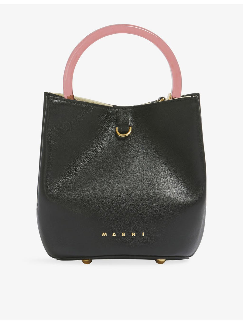 Marni designer leather bucket bag with gold hardware - British product