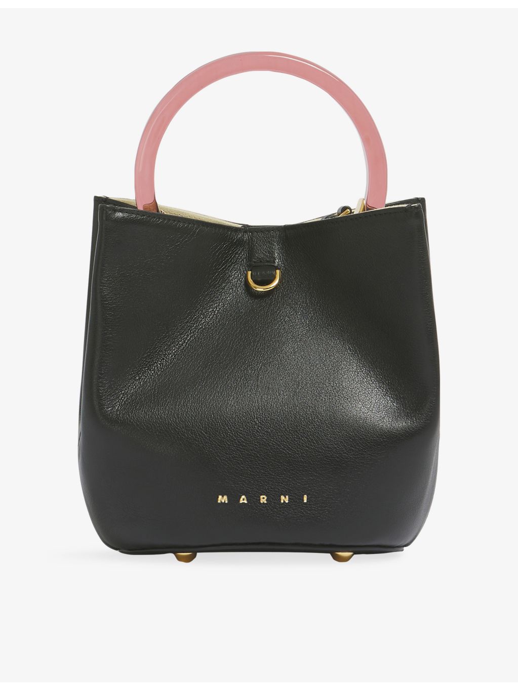 Marni designer leather bucket bag with gold hardware - British product