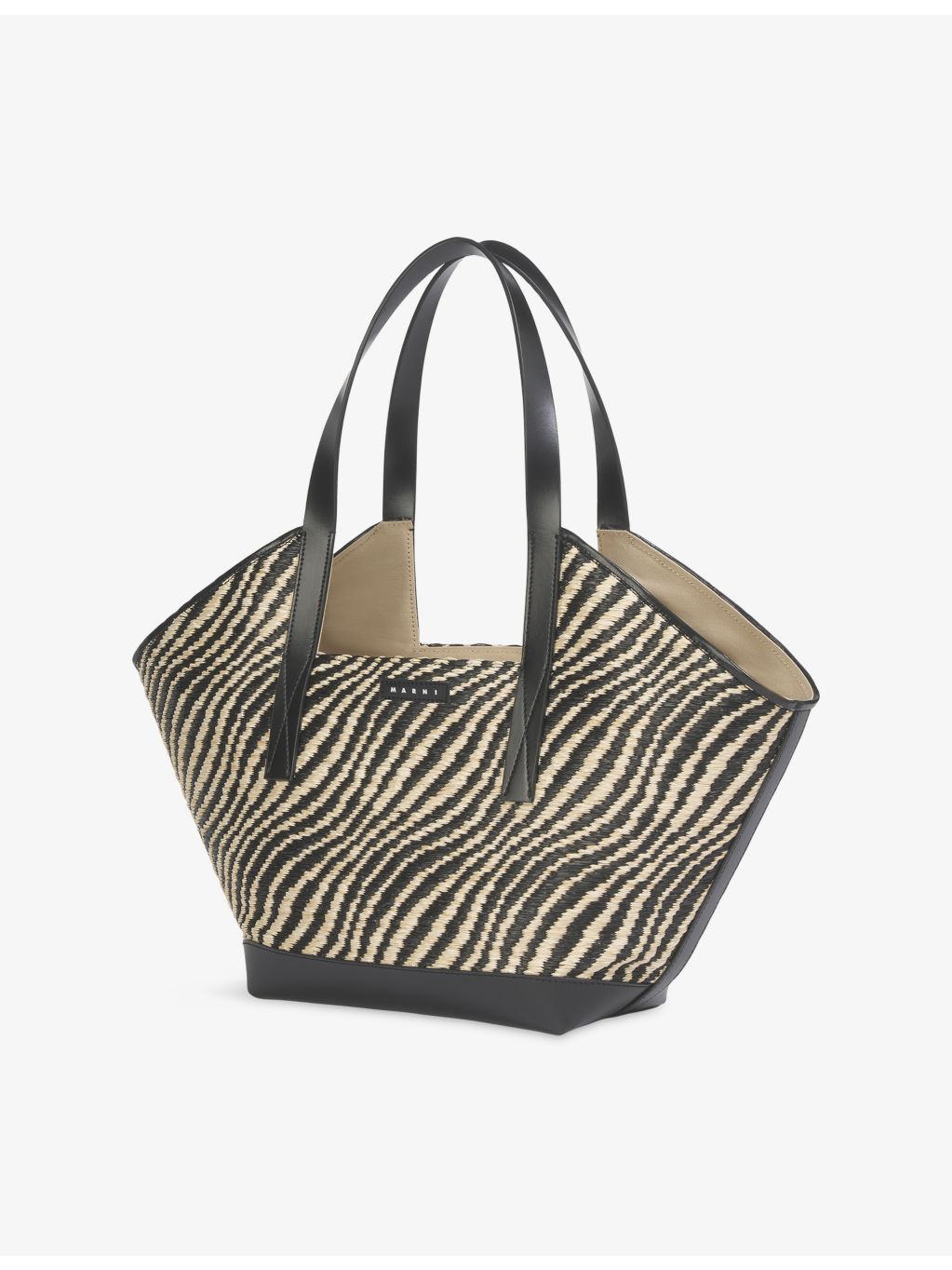Marni woven tote bag with raffia effect and leather handles, UK version