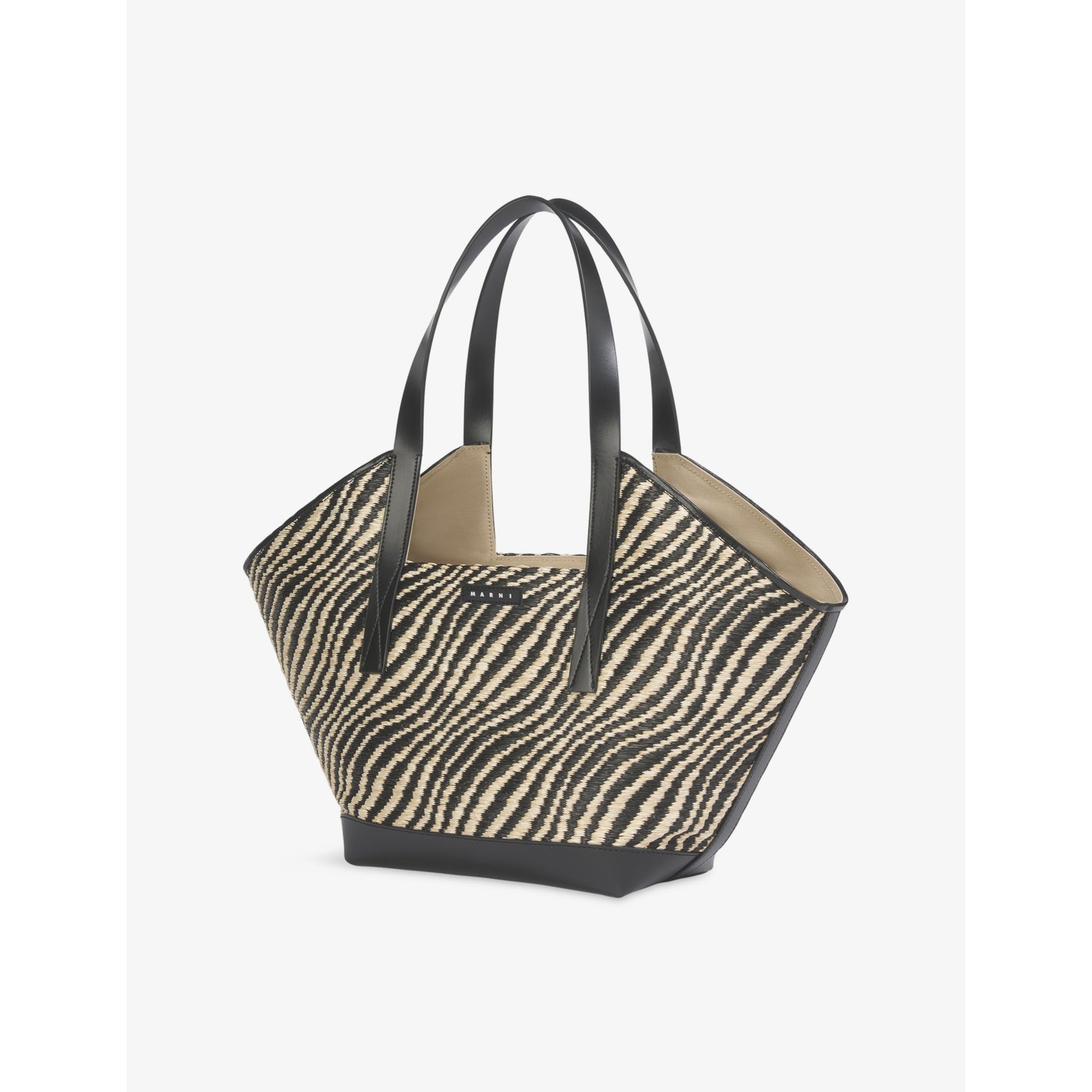 Marni woven tote bag with raffia effect and leather handles, UK version