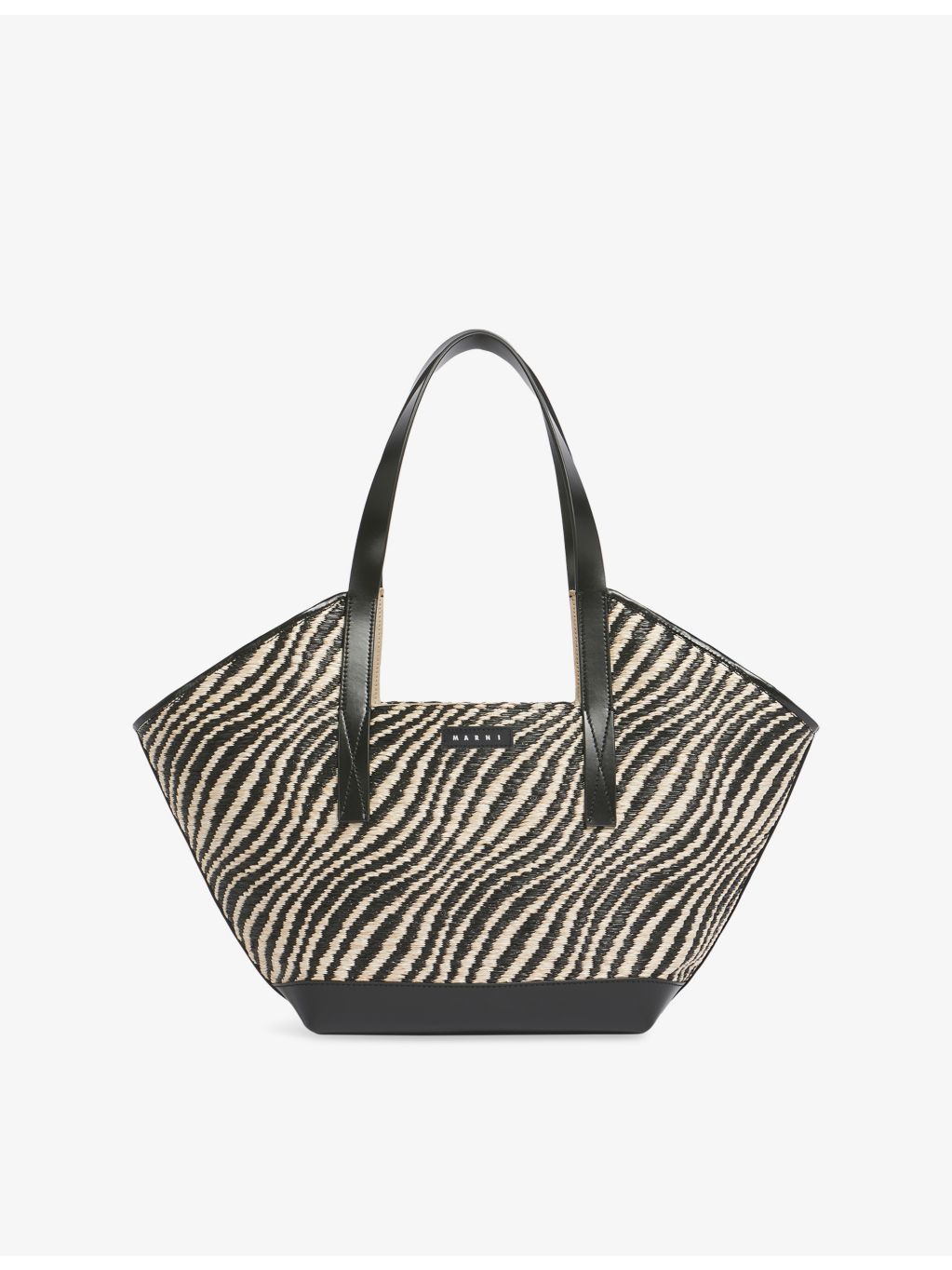 Marni woven tote bag with raffia effect and leather handles, UK version
