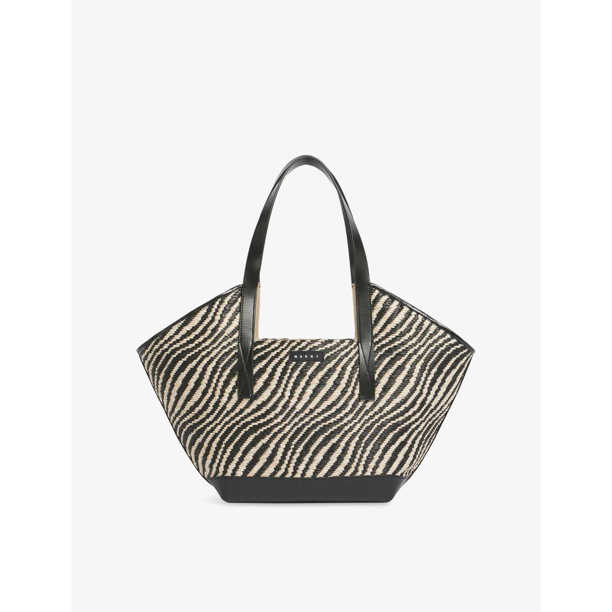 Marni woven tote bag with raffia effect and leather handles, UK version