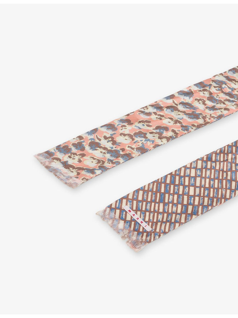 Marni printed slim silk scarf with micro-floral pattern, imported from the UK