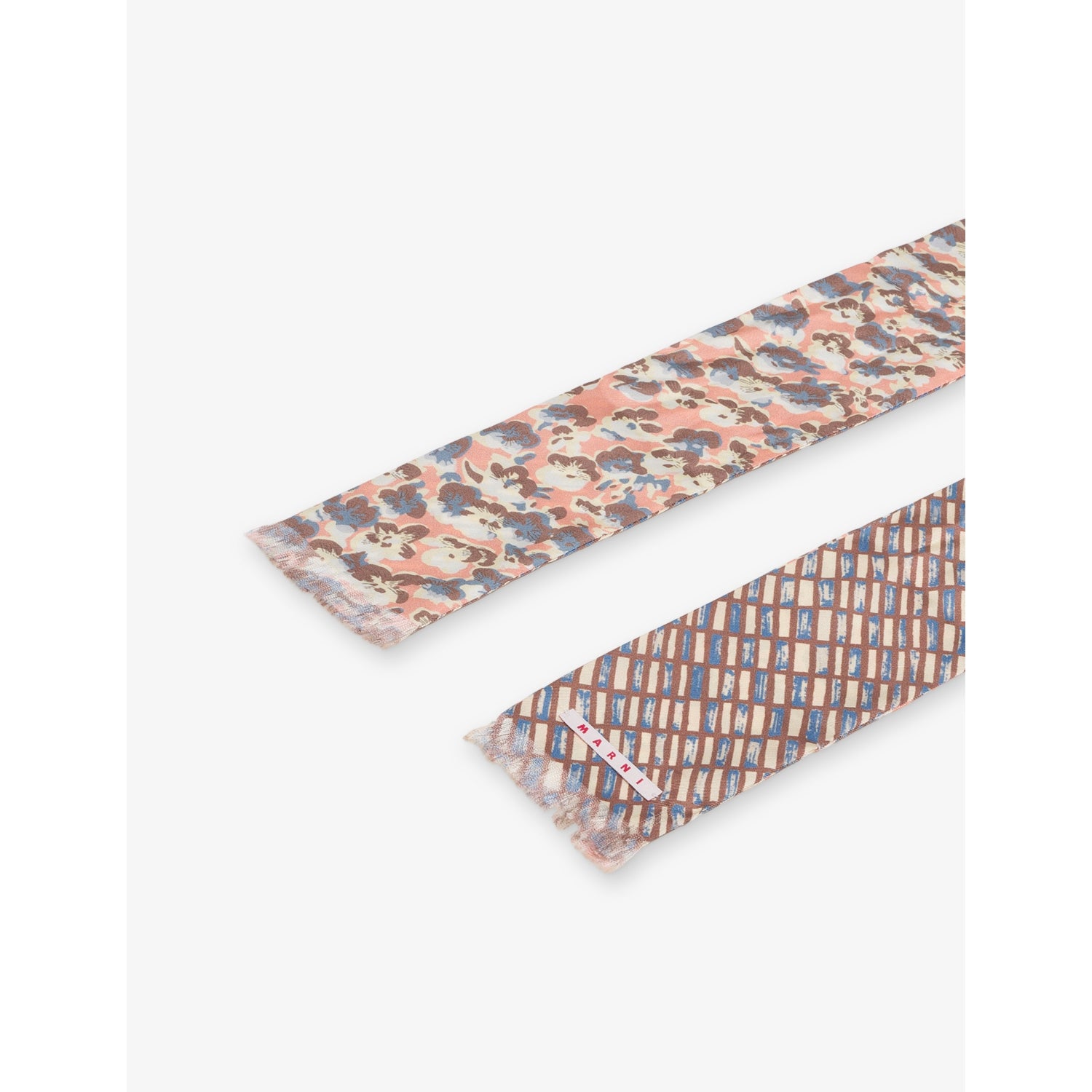 Marni printed slim silk scarf with micro-floral pattern, imported from the UK