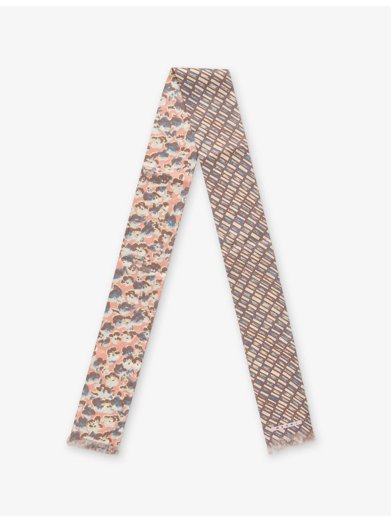 Marni printed slim silk scarf with micro-floral pattern, imported from the UK