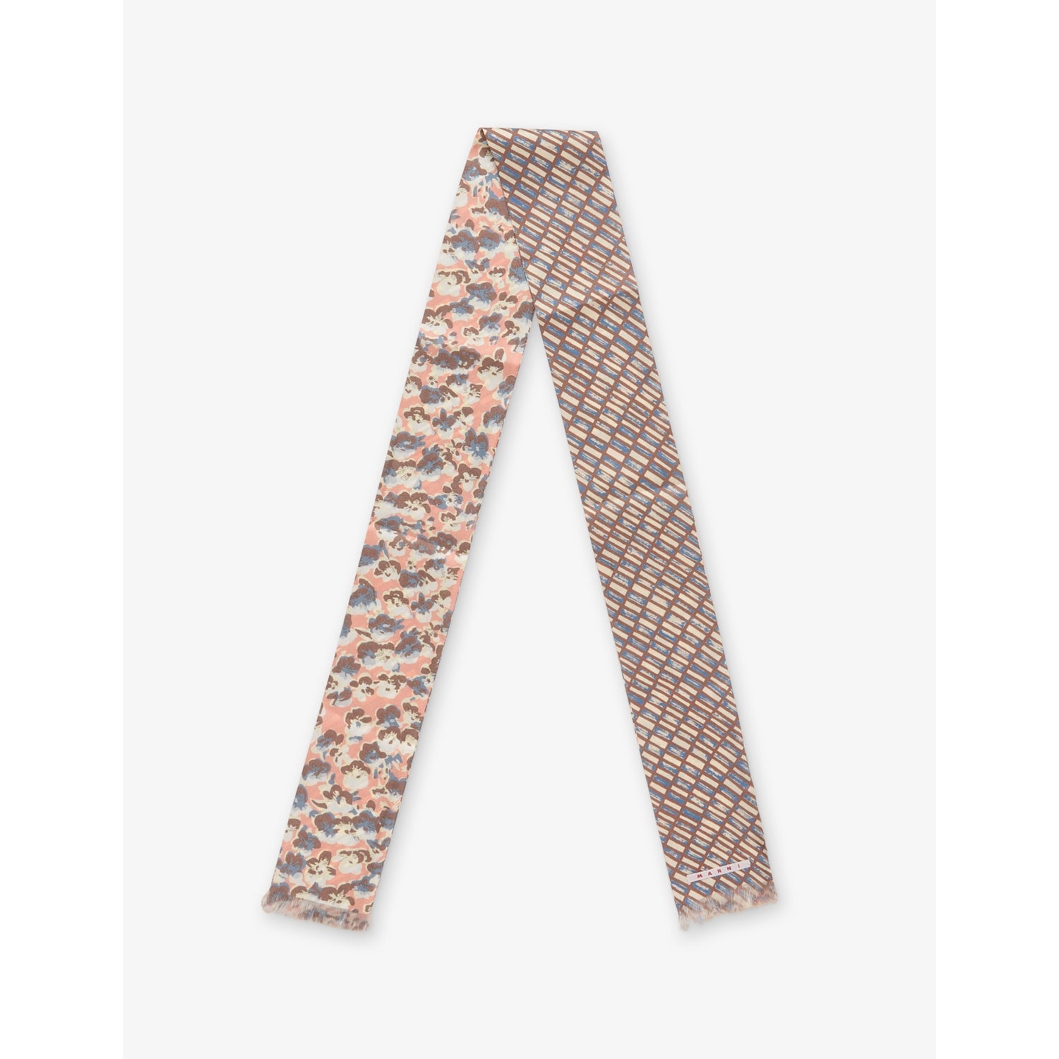 Marni printed slim silk scarf with micro-floral pattern, imported from the UK