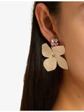 Marni poplin flower rhinestone earrings 24ct gold-plated brass - British product