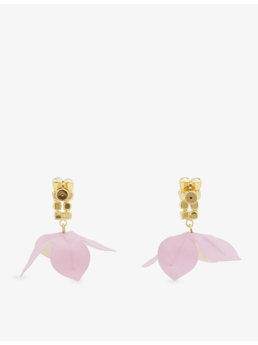 Marni poplin flower rhinestone earrings 24ct gold-plated brass - British product