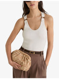 Reiss zebra-print raffia clutch bag with chain strap (British brand)