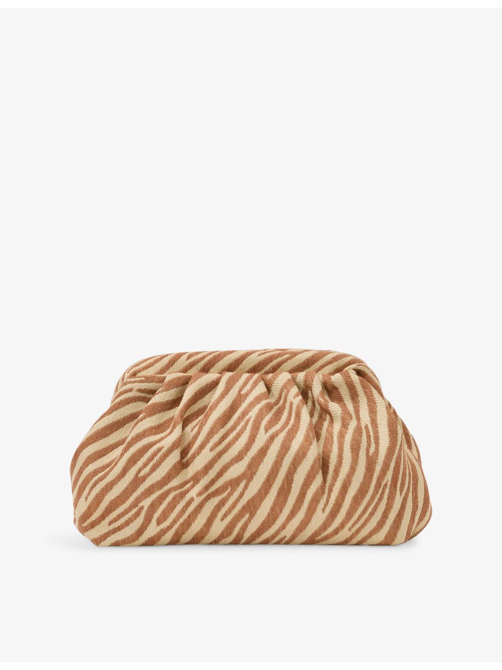 Reiss zebra-print raffia clutch bag with chain strap (British brand)