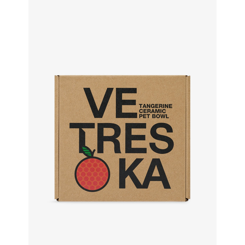 Vetreska tangerine ceramic pet bowl with tilt design, UK version