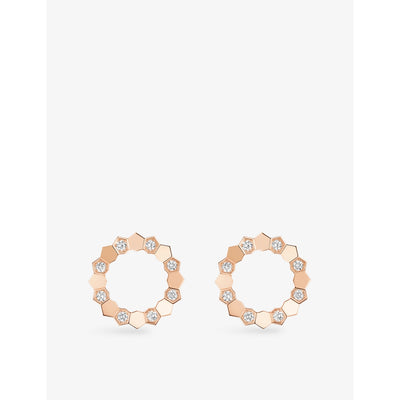 selfridges Chaumet Bee de Chaumet Round 18ct Rose-Gold and Diamond Earring- Buy online at McGrocer