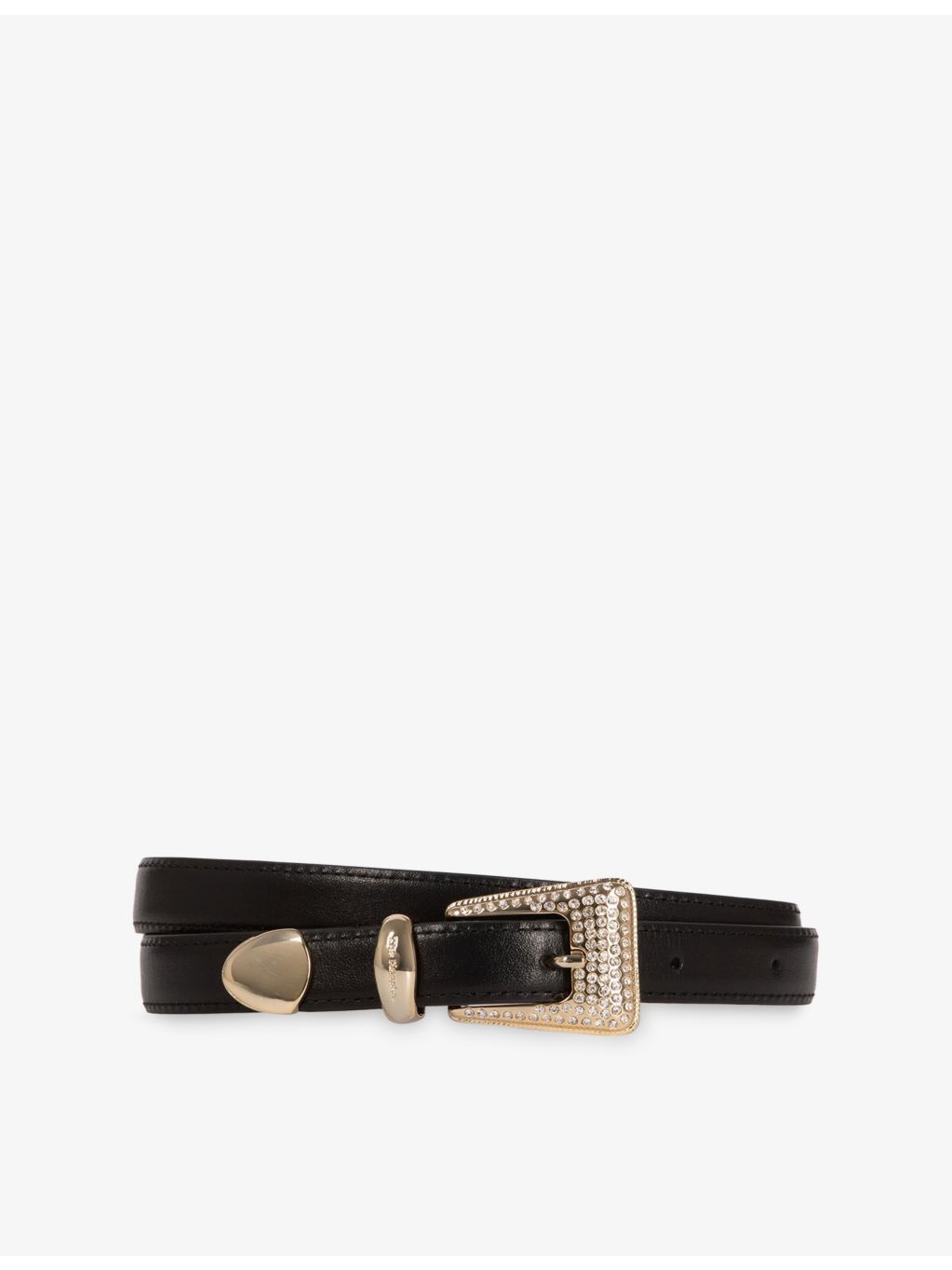 The Kooples rhinestone-embellished leather belt 82cm, UK version