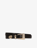 The Kooples Rhinestone-Embellished Western Buckle Leather Belt 82cm