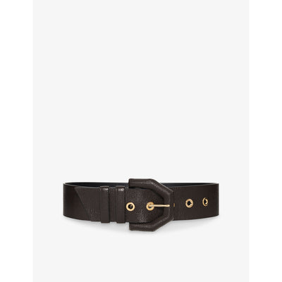selfridges The Kooples Textured Wide Leather Belt- Buy online at McGrocer