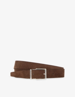 The Kooples Branded-Buckle Suede Belt