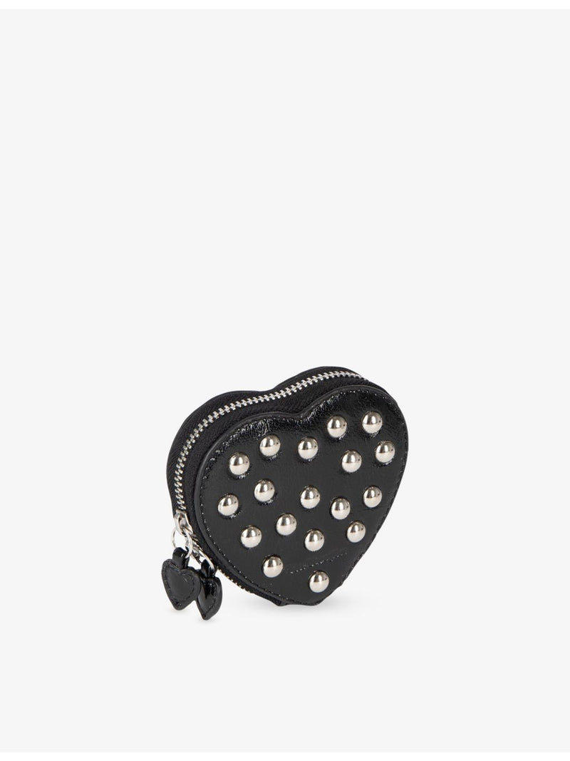 The Kooples stud-embellished leather coin purse heart shape - British product