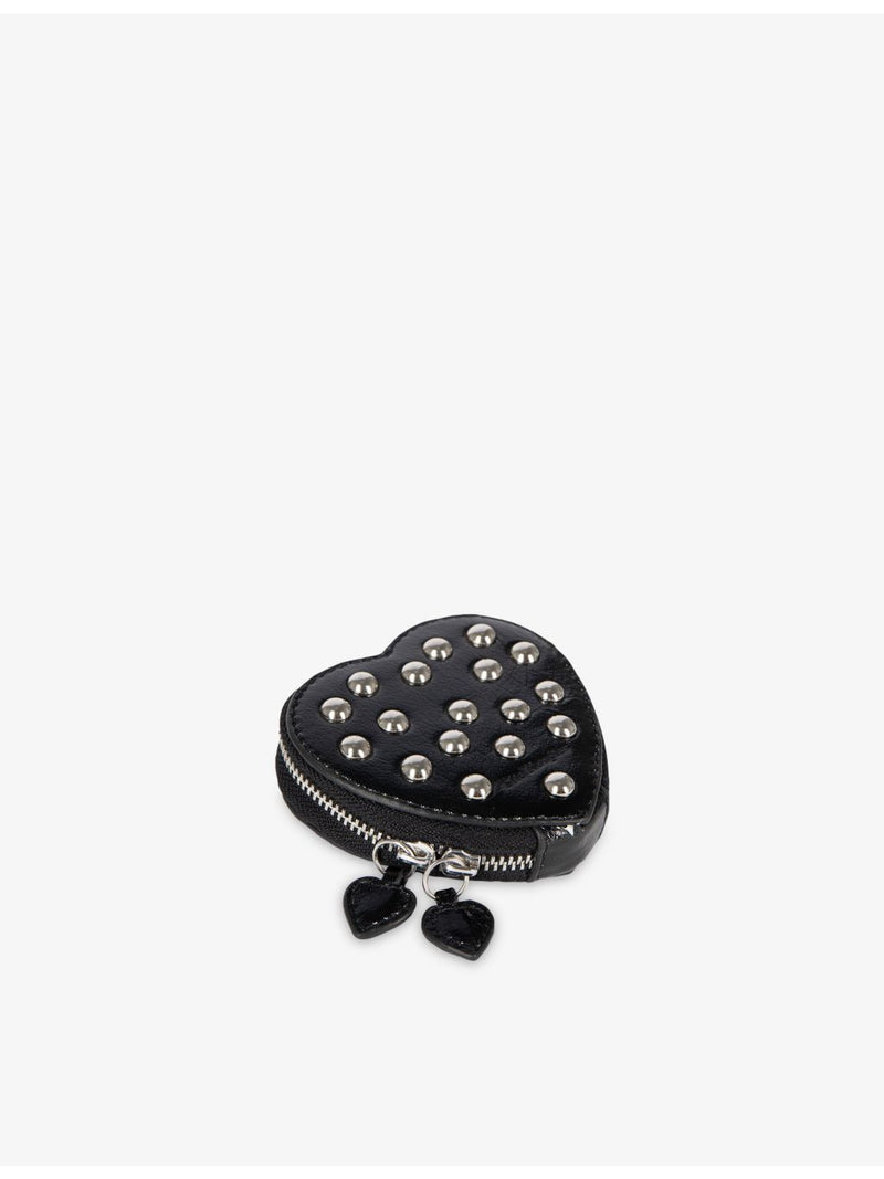 The Kooples stud-embellished leather coin purse heart shape - British product
