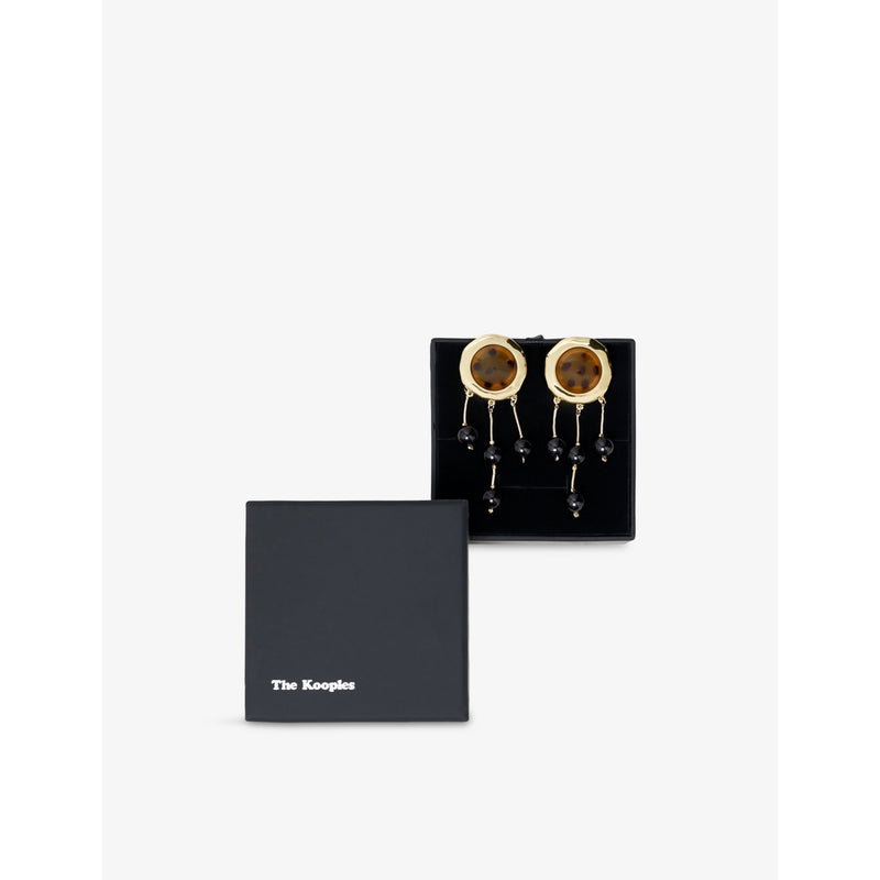 The Kooples beaded brass drop earrings, imported from the UK