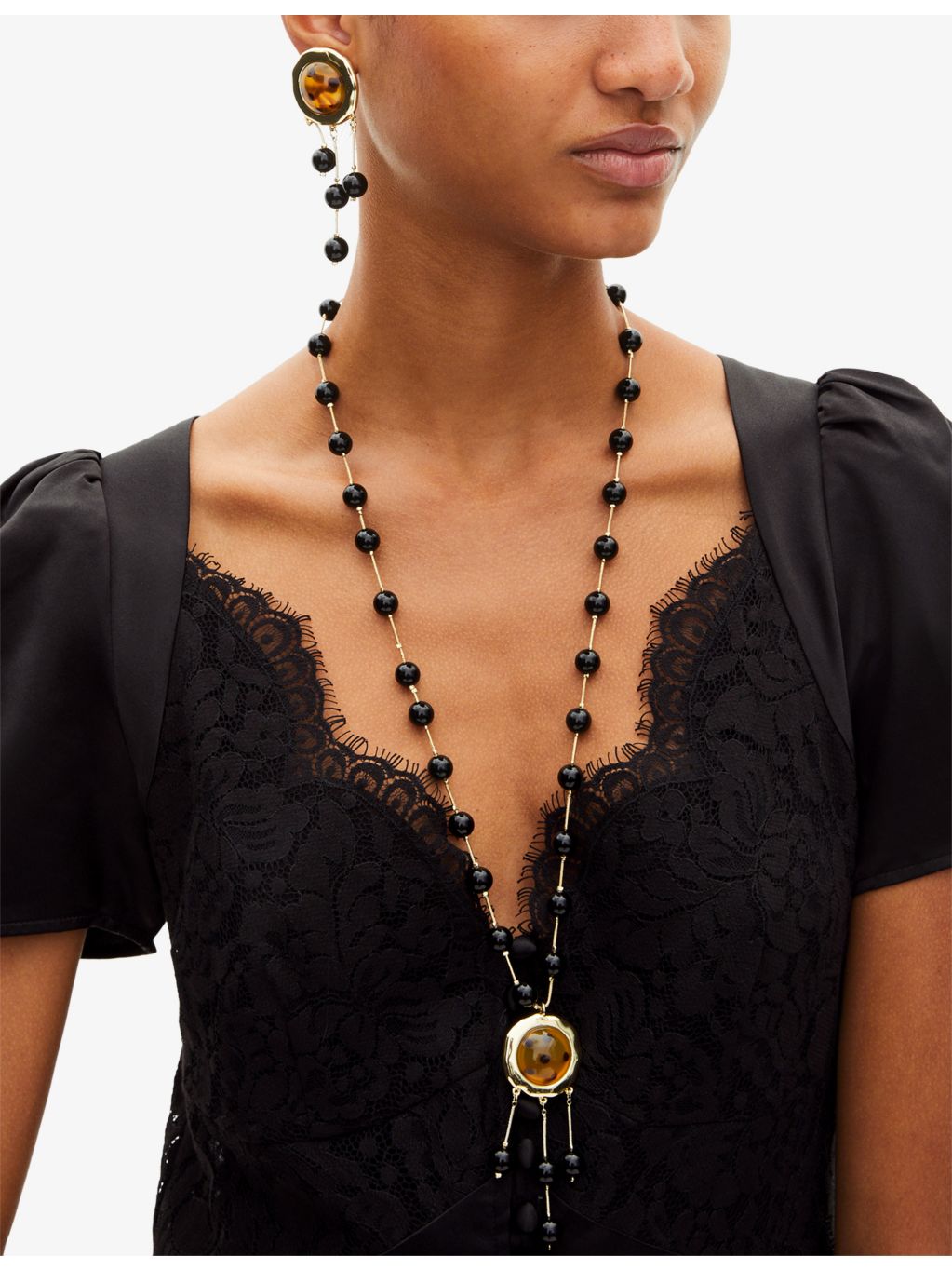 The Kooples beaded brass pendant necklace - British product
