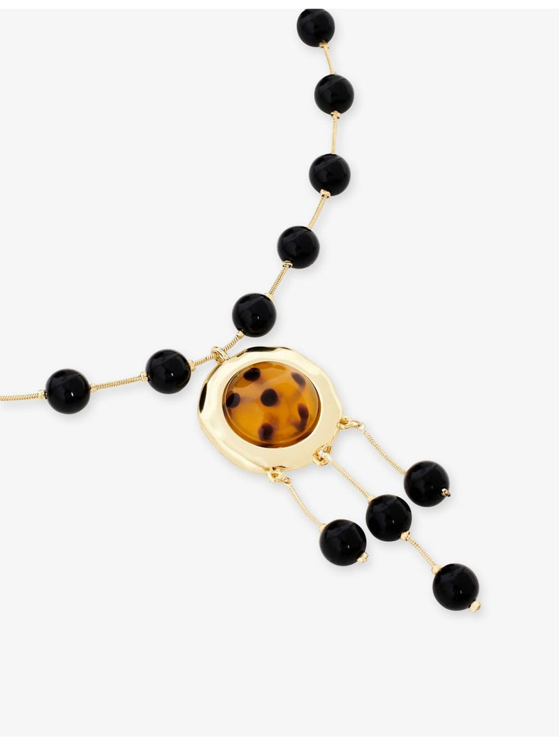 The Kooples beaded brass pendant necklace - British product