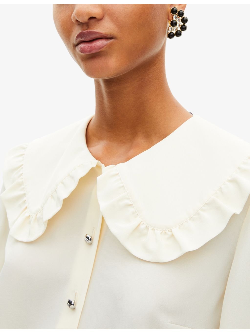 The Kooples beaded brass stud earrings, clip-on fastening - British product