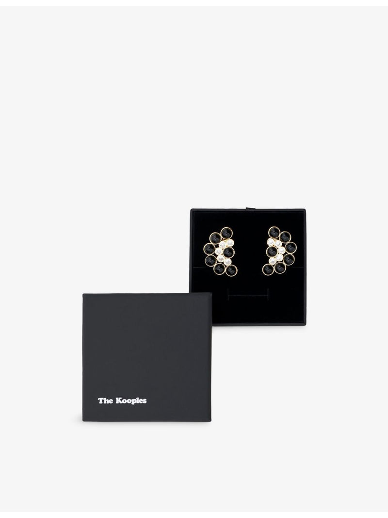 The Kooples beaded brass stud earrings, clip-on fastening - British product