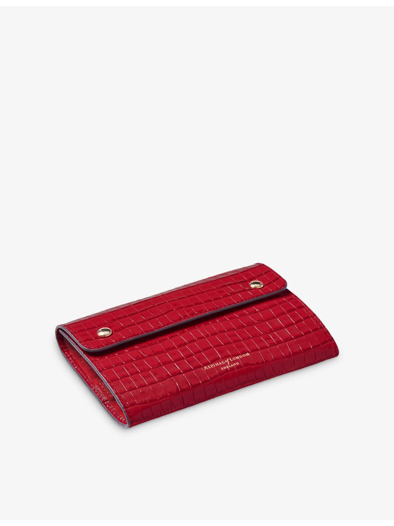 Aspinal of London croc-effect leather jewellery roll, imported from the UK