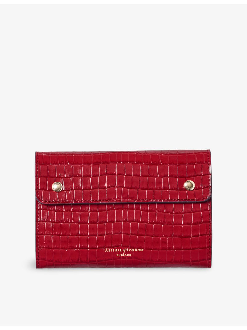 Aspinal of London croc-effect leather jewellery roll, imported from the UK