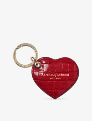 Aspinal of London Croc-Embossed Heart Leather Keyring