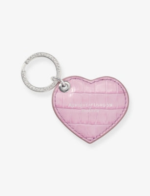 Aspinal of London heart-shaped croc-embossed leather keyring, UK version