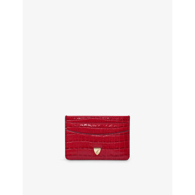 selfridges Aspinal of London Croc-Embossed Branded Leather Card Holder- Buy online at McGrocer