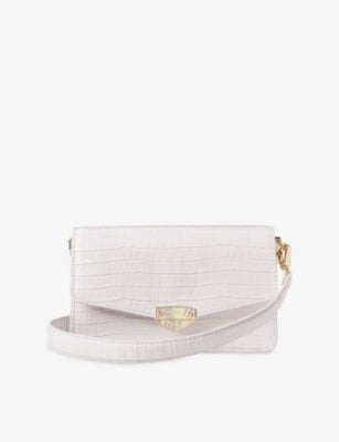 Aspinal of London Eliza embossed patent leather clutch bag (British brand)