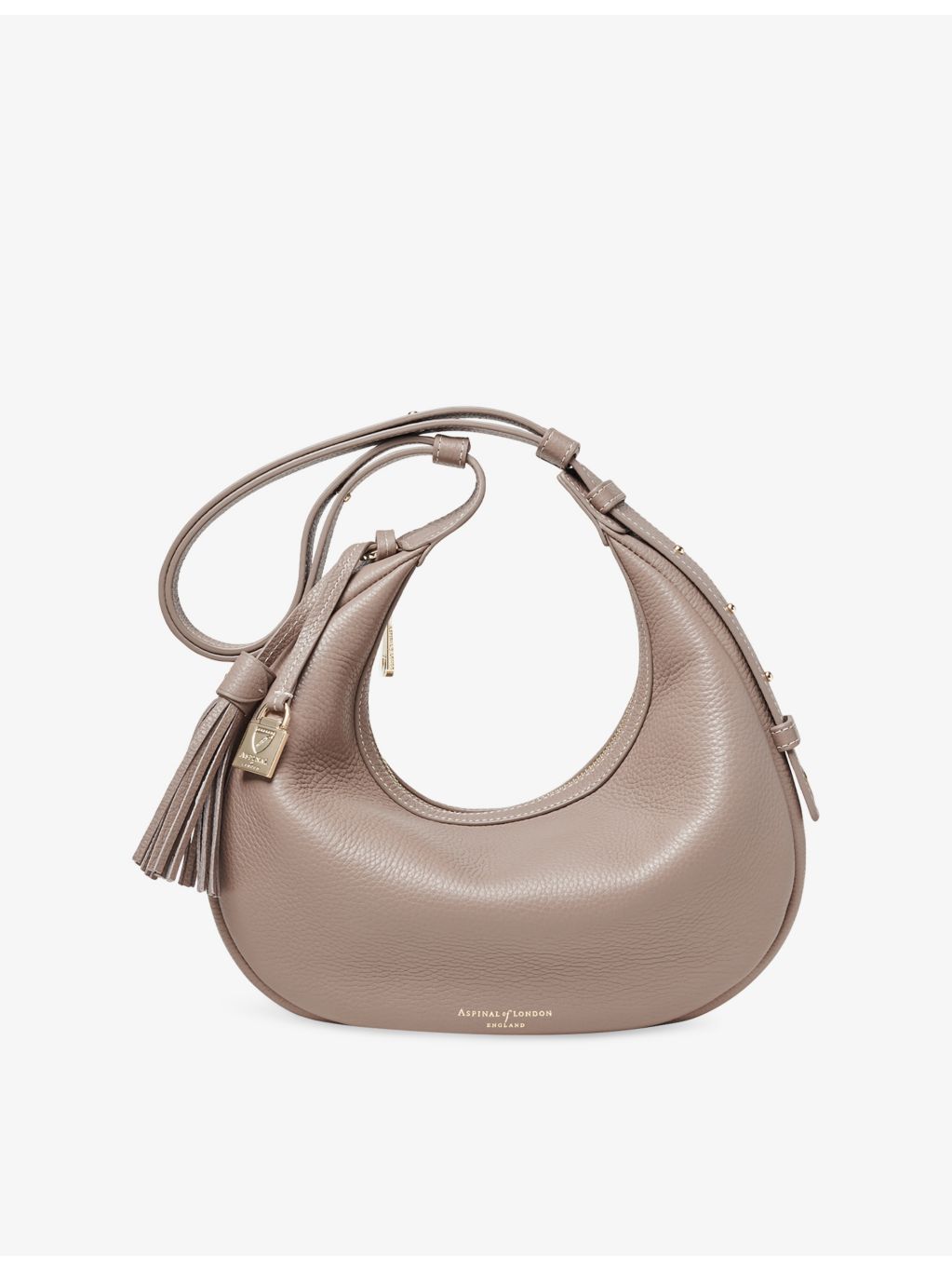 Aspinal of London Soho Crescent leather shoulder bag, imported from the UK