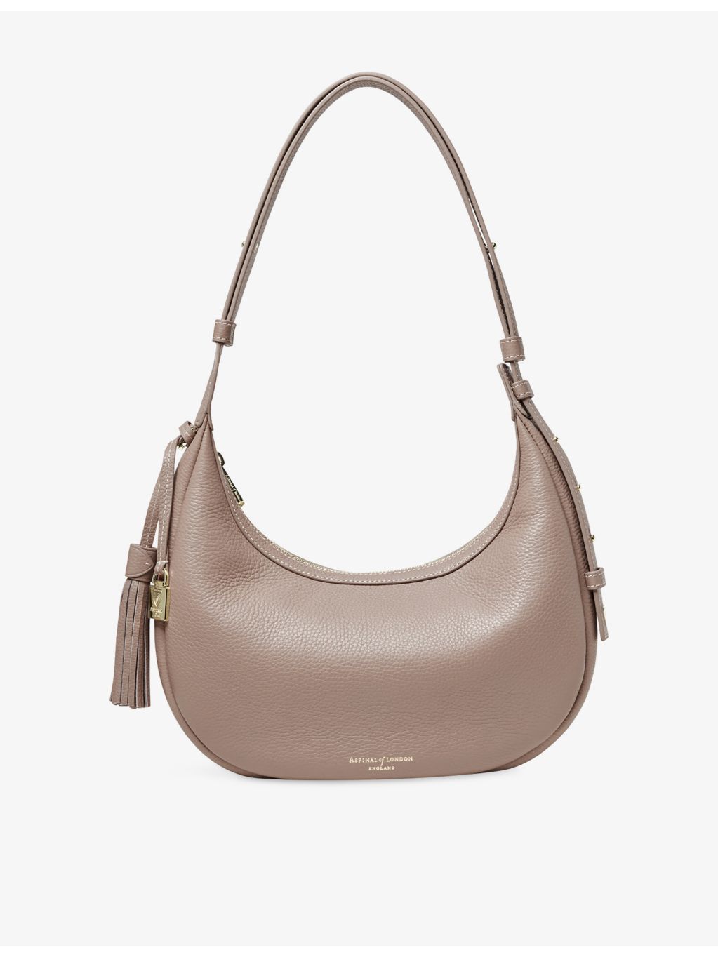 Aspinal of London Soho Crescent leather shoulder bag, imported from the UK