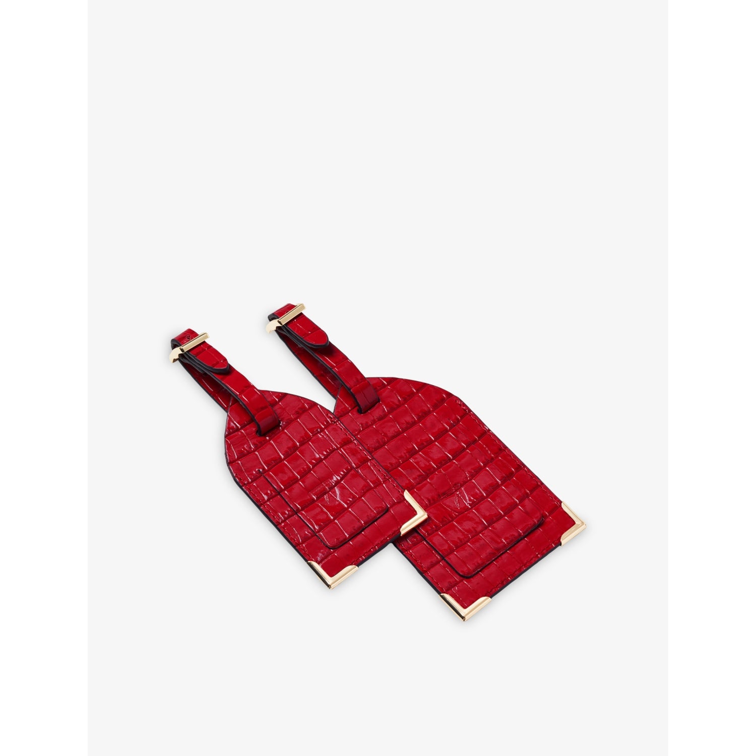 Aspinal of London croc-embossed leather luggage tags - British product