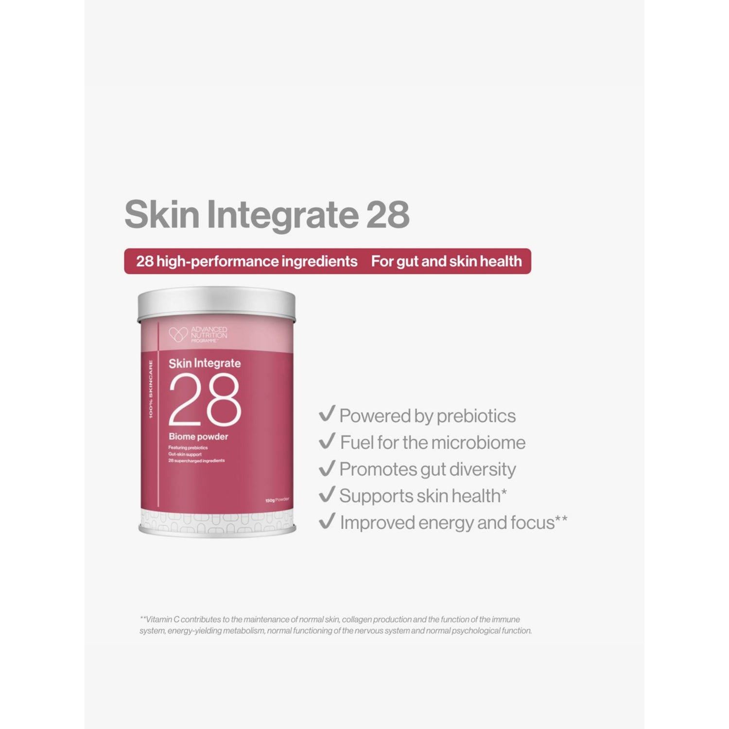Advanced Nutrition Programme Skin Integrate 28 Biome Powder 150g - British product