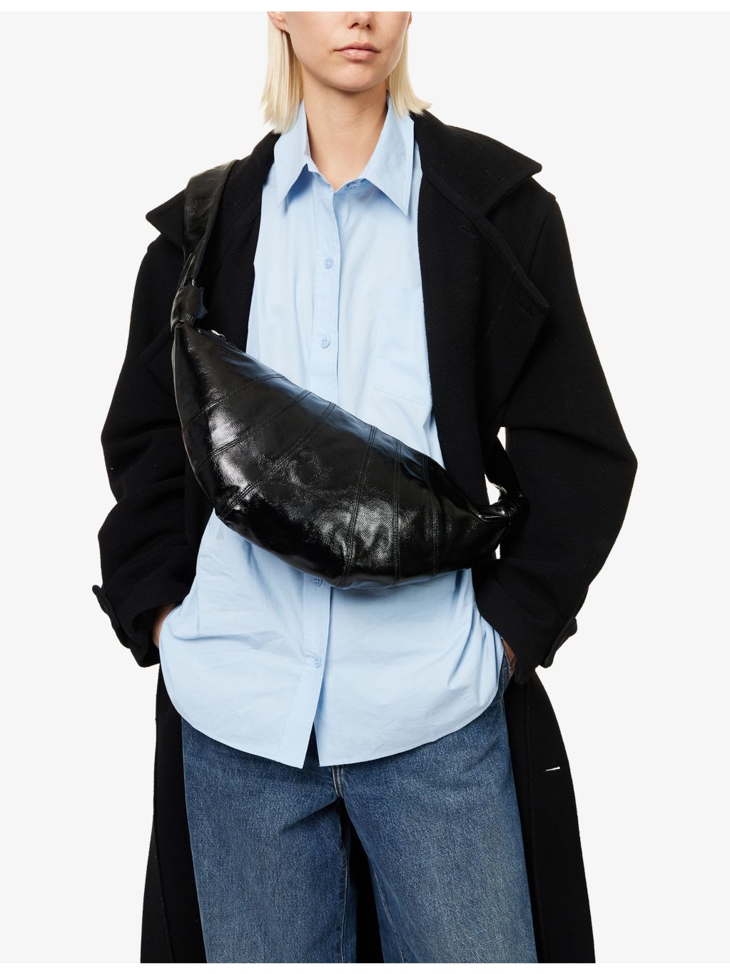 Lemaire medium croissant coated-cotton shoulder bag, imported from the UK