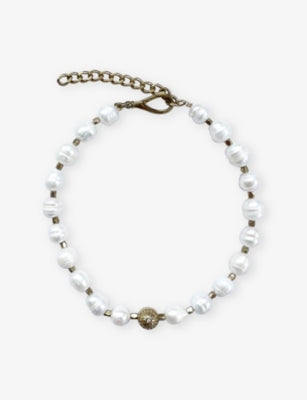 Unleash Cph Balance medium brass and freshwater pearl dog necklace - British product