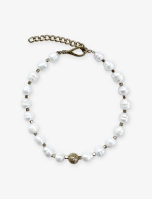 Unleash Cph Balance large brass freshwater pearl dog necklace - British product