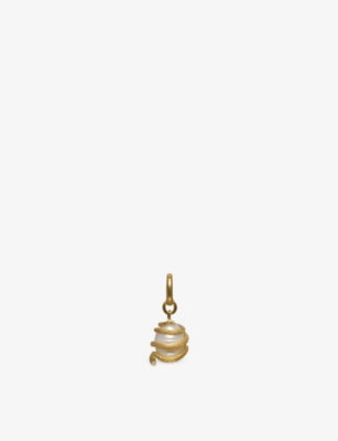 Unleash Cph brass and freshwater pearl dog collar charm 3.4cm (British brand)