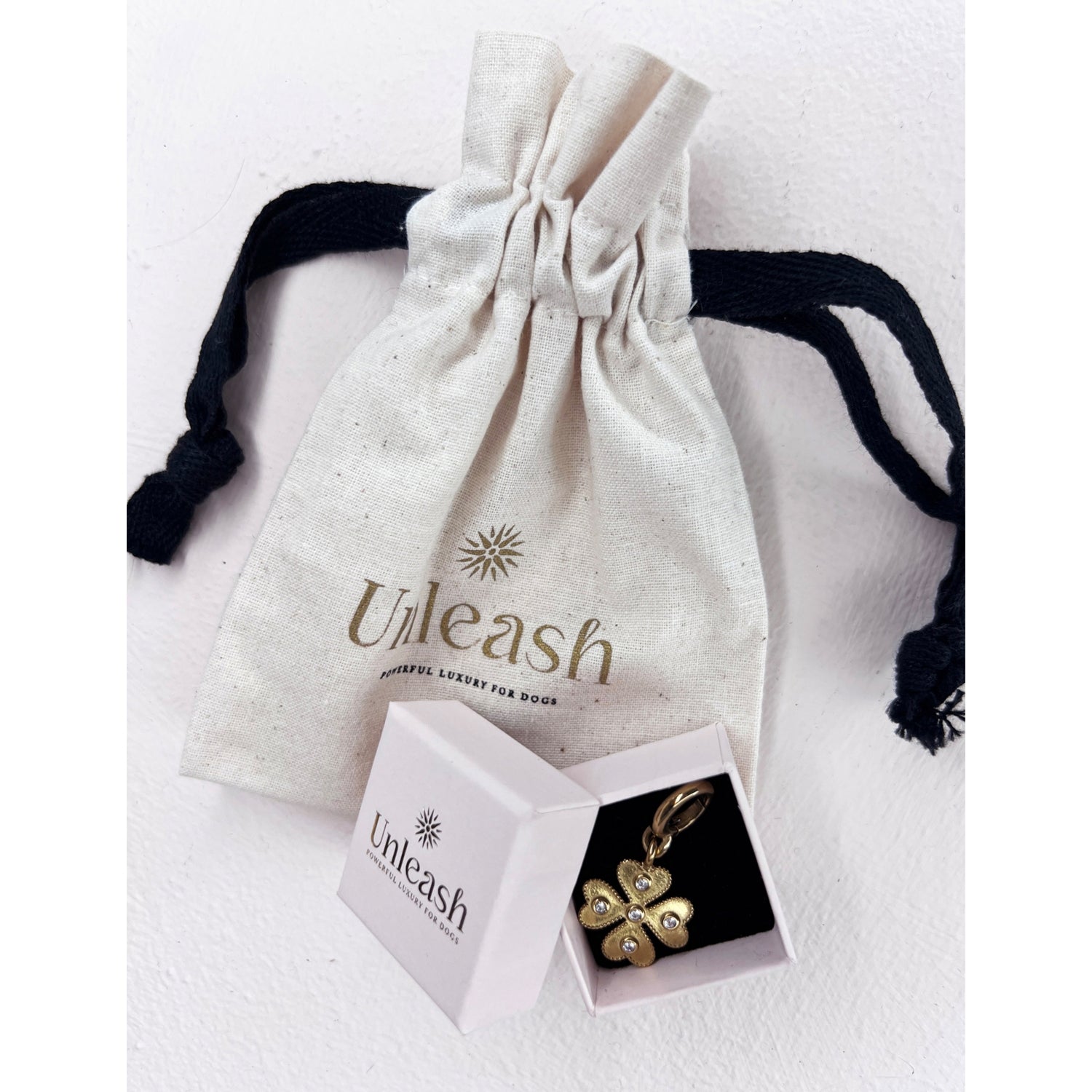 Unleash Cph brass and zircon dog collar charm, 3.5cm - British product