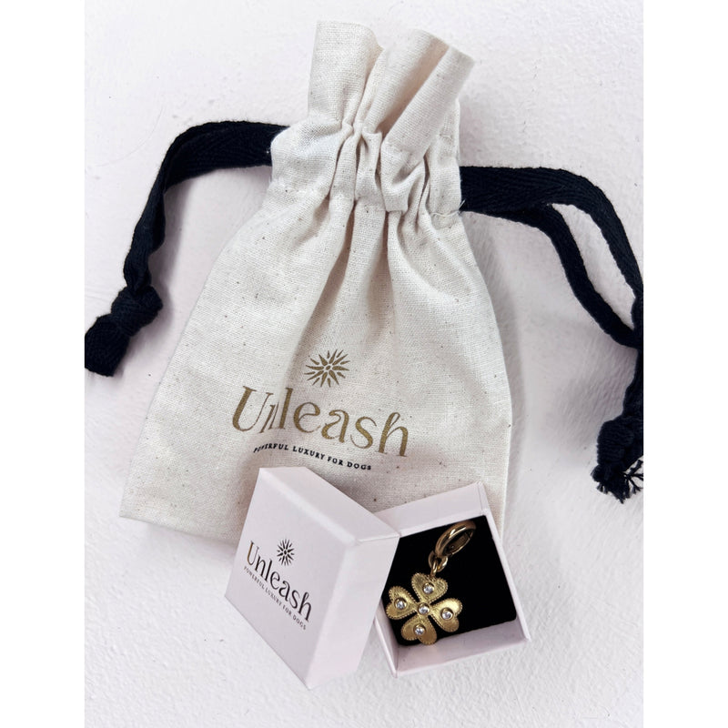 Unleash Cph brass and zircon dog collar charm, 3.5cm - British product