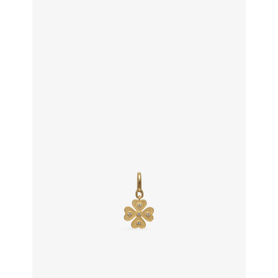 selfridges Unleash Brass and Zircon Four-Leaf Clover Dog Collar Charm, Luck Collection, 3.5cm x 1.8cm- Buy online at McGrocer