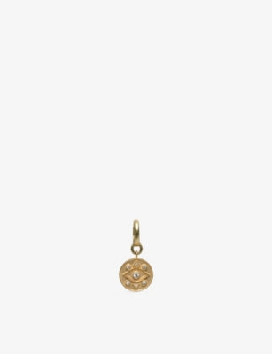 Unleash Cph Third Eye brass zircon dog collar charm, UK version