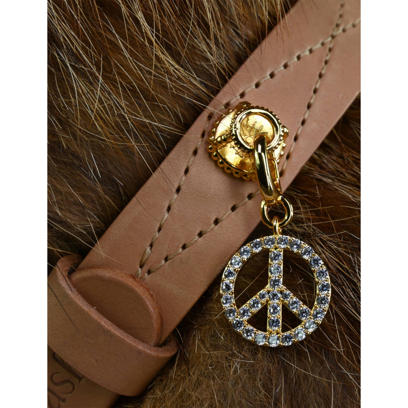 Unleash Cph peace sign brass zircon dog charm, imported from the UK
