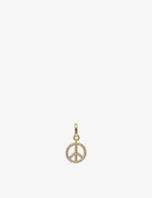 Unleash Cph peace sign brass zircon dog charm, imported from the UK