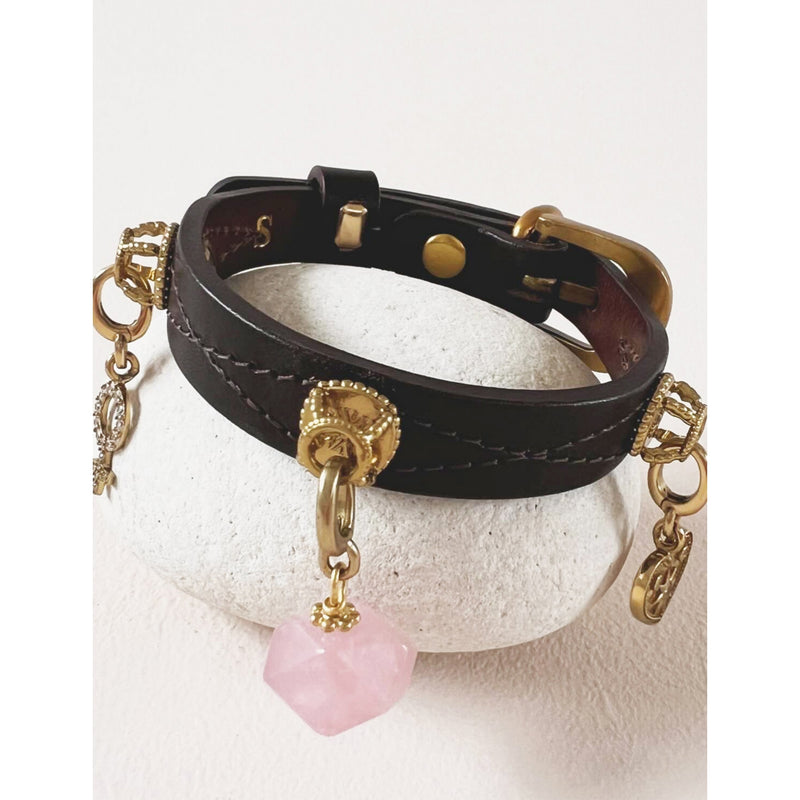 Unleash Cph Love brass rose quartz dog collar charm (British brand)